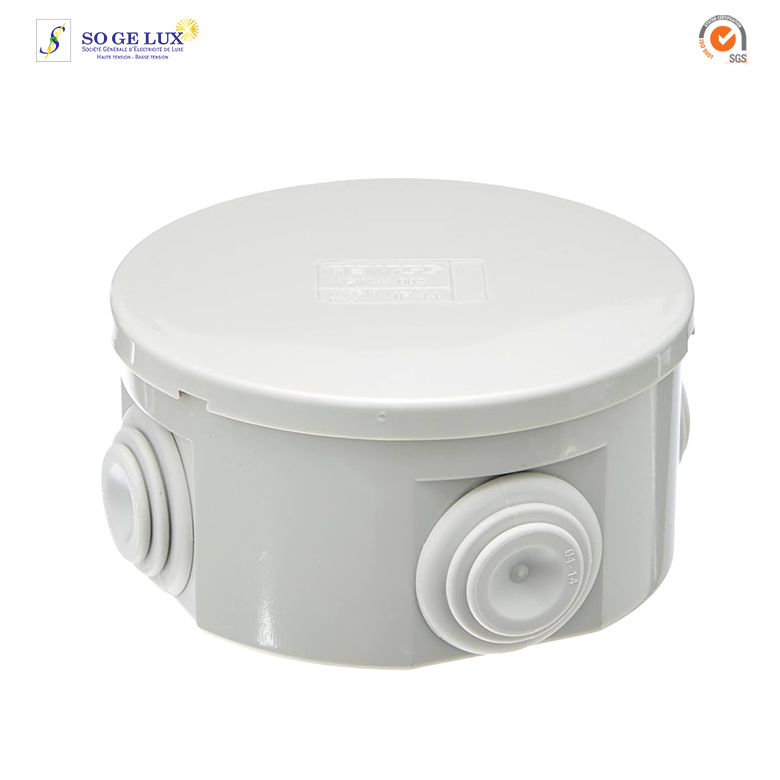 BOÎTE DE DÉRIVATION AVEC COUVERCLE BAS À CLIPSER IP44 - DIMENSIONS INTERNES DIAMÈTRE 80X40 - PAROIS AVEC PASSE-FILS À GRADINS À ENTRÉE DIRECTE
