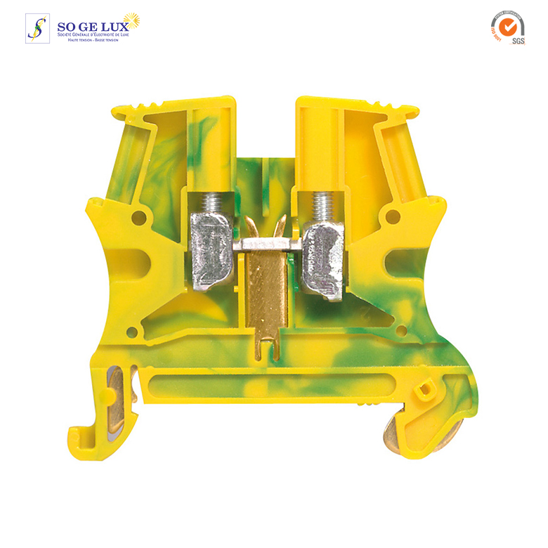 Bloc de jonction pour conducteur de protection à vis viking 3 avec 1 jonction 1 entrée 1 sortie section 2,5mm² - pas 5mm