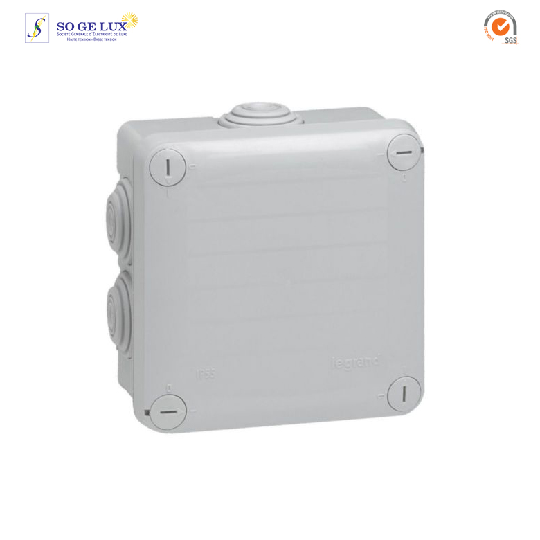Boîte de dérivation carrée Plexo dimensions 105x105x55mm - gris RAL7035