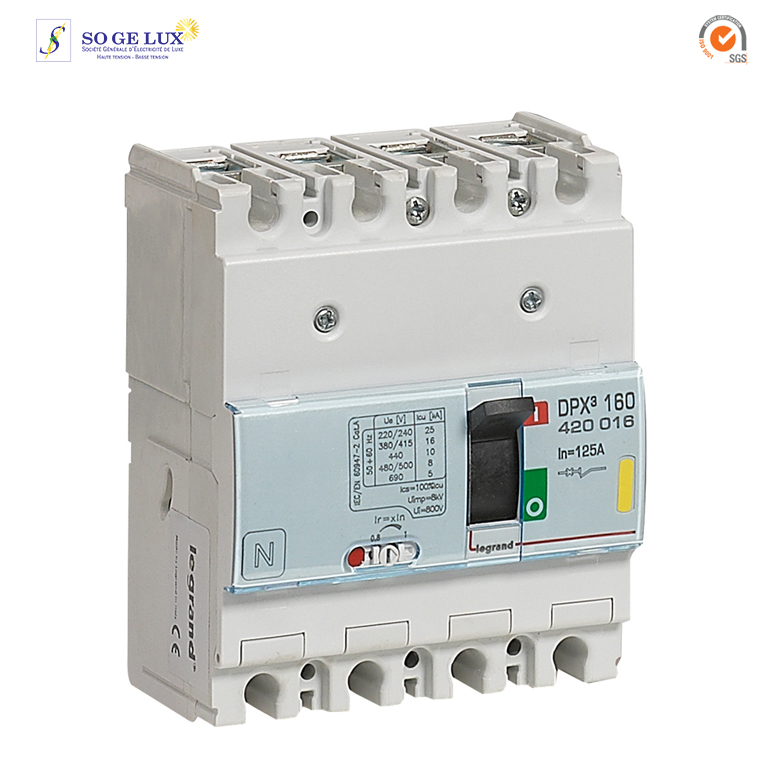 Disjoncteur magnétothermique DPX³160 pouvoir de coupure 16kA 400V~ - 4P - 125A