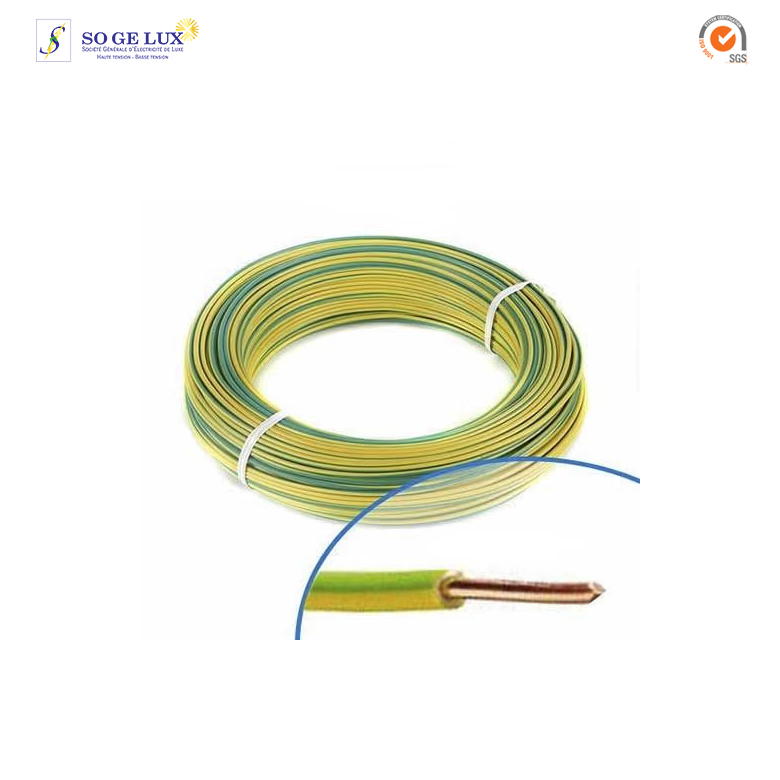 Fil électrique rigide Nexans H07VU 1.5² vert -jaune 100m