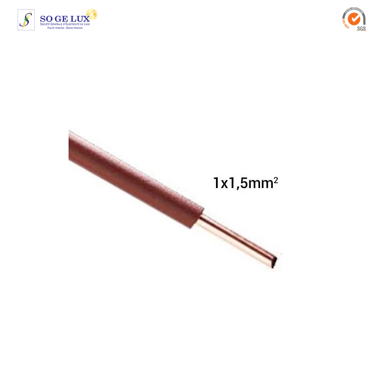 Fil électrique rigide Nexans H07VU 1x1,5 MARRON 100m – Image 2