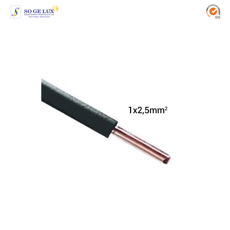 Fil électrique rigide Nexans H07VU 2.5² NOIR 100m