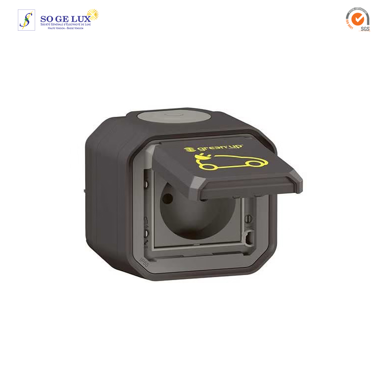 Prise de recharge pour VE Green'up Access - IP55 IK08 - Fixation saillie - Modes 1 ou 2 - 16A 230V - anthracite