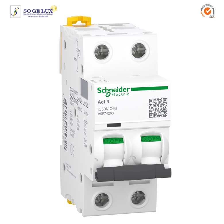 DISJONCTEUR IC60N 2P 63A-C-SCHA9F74263