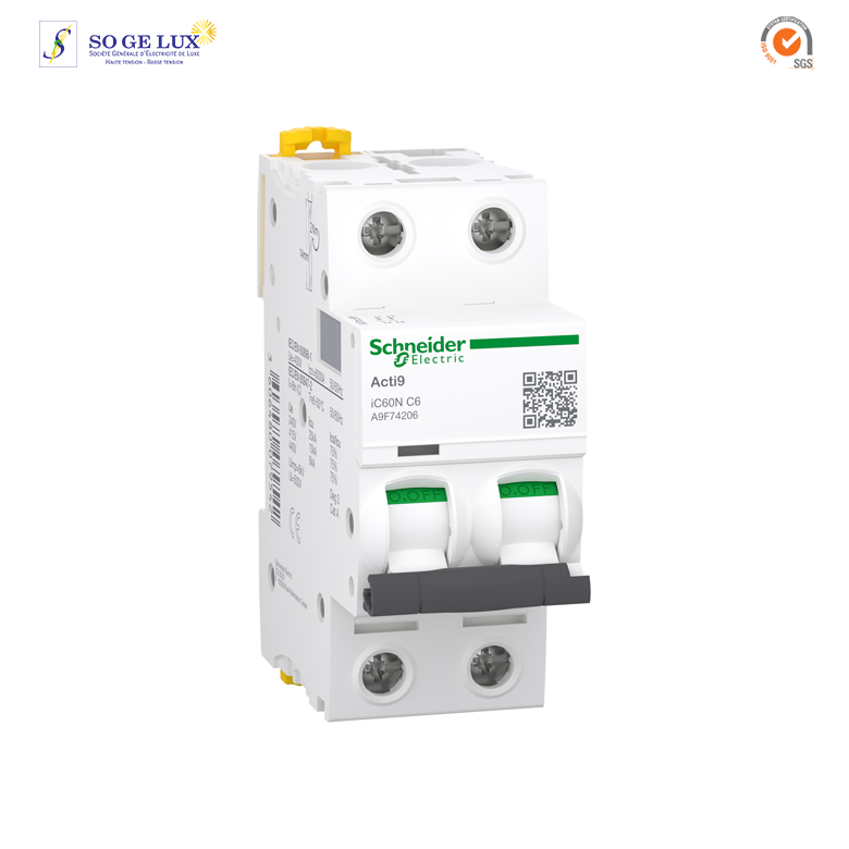 DISJONCTEUR IC60N 2P 6A SCHNEIDER 2POLES - SCHA9F74206