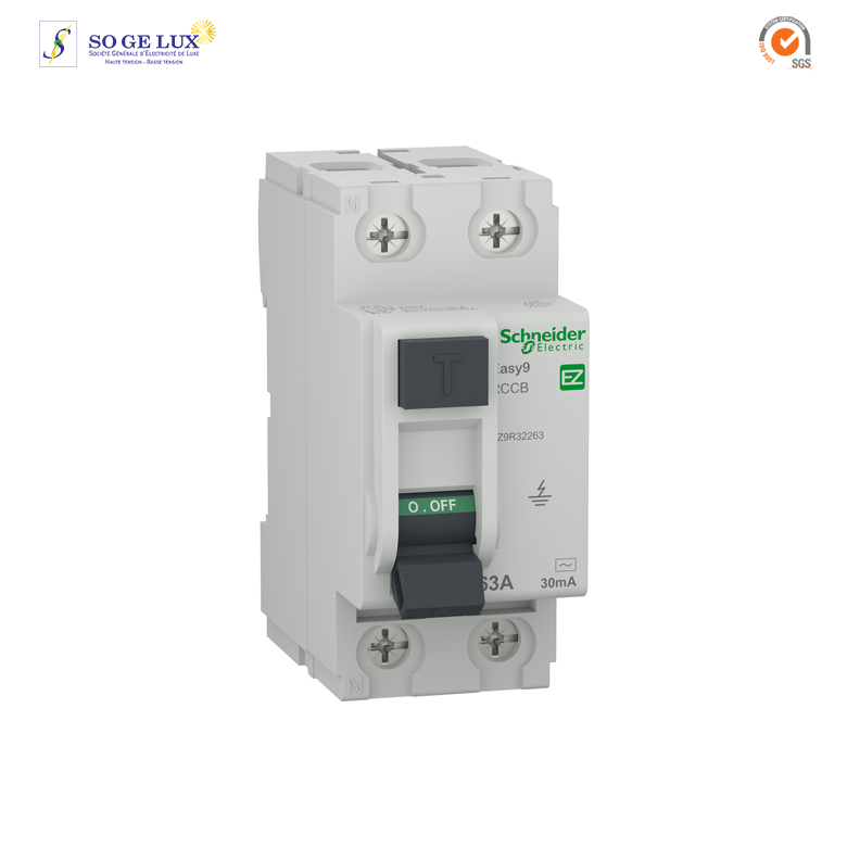 INTER DIFFERENTIEL 2P, 63 A, 30 mA, AC - EZ9R32263