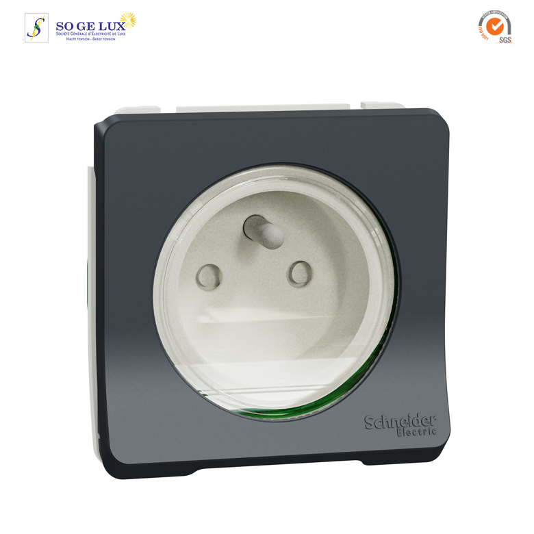 PRISE MUREVA 2P+T FR, COMPOSABLE, GRIS-SCHMUR36133