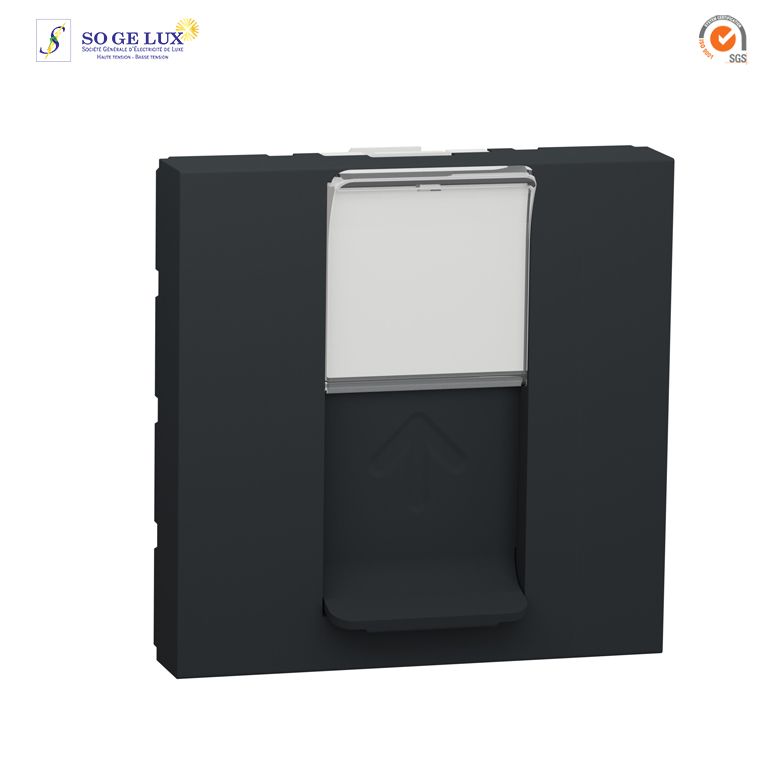 Prise RJ45 simple - cat 6 FTP - 2 mod - Anthracite - méca seul-NU341954