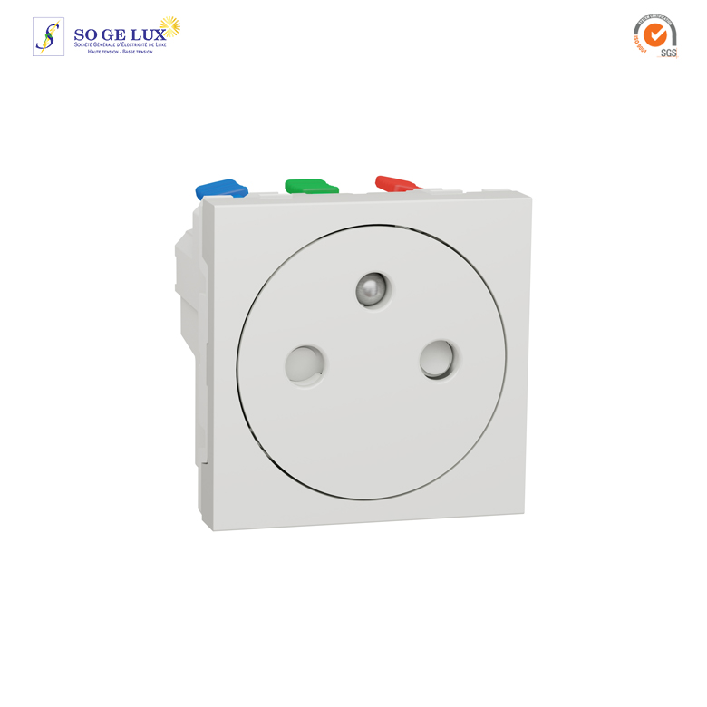 prise 2P+T - FR - 90° - affleurant - raccord rapide - Blanc - NU305218