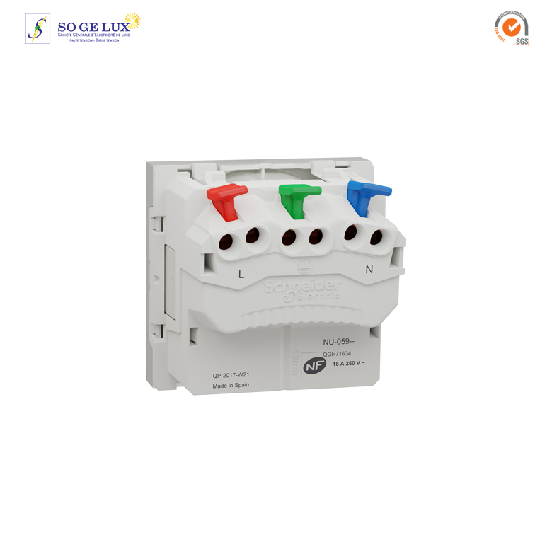 prise 2P+T - FR - 90° - raccord rapide traversant - Blanc - NU305918 – Image 2
